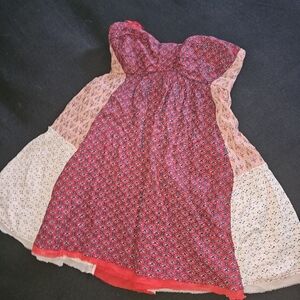 Free People Strapless Patchwork Babydoll Minidress Size S